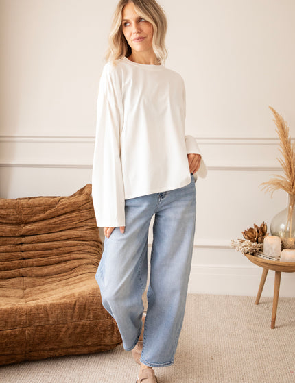 Langarmshirt - Sadie Basic - Weiß