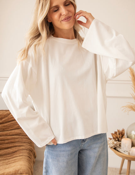 Langarmshirt - Sadie Basic - Weiß