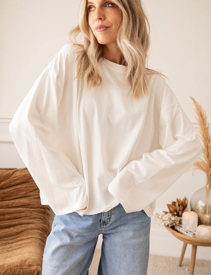 Langarmshirt - Sadie Basic - Weiß