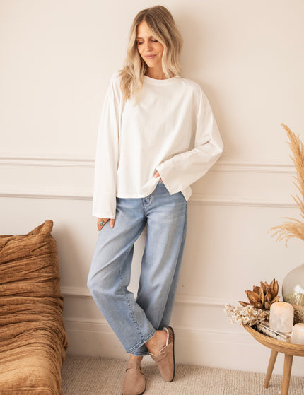 Langarmshirt - Sadie Basic - Weiß