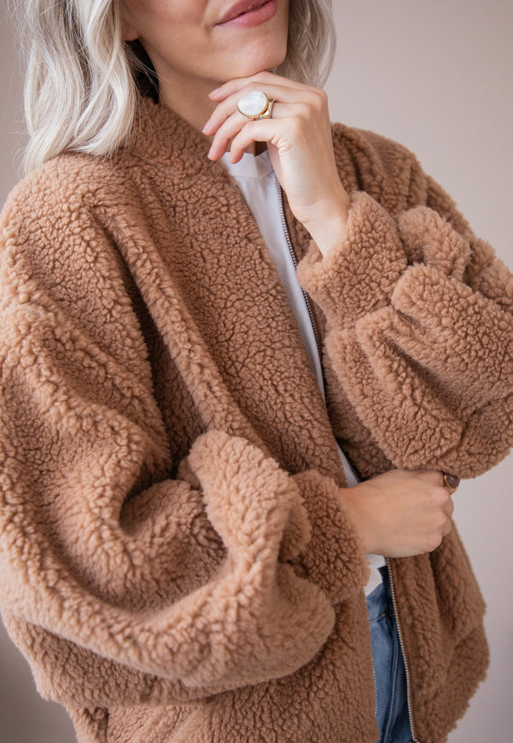 Bomberjacke - Teddy Snuggle - Camel