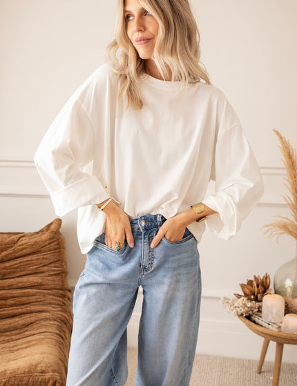 Langarmshirt - Sadie Basic - Weiß