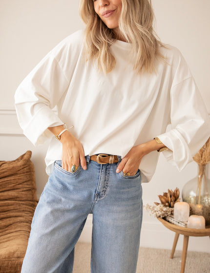 Langarmshirt - Sadie Basic - Weiß