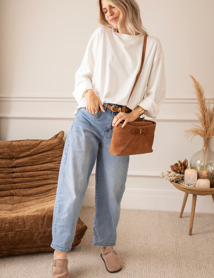 Langarmshirt - Sadie Basic - Weiß
