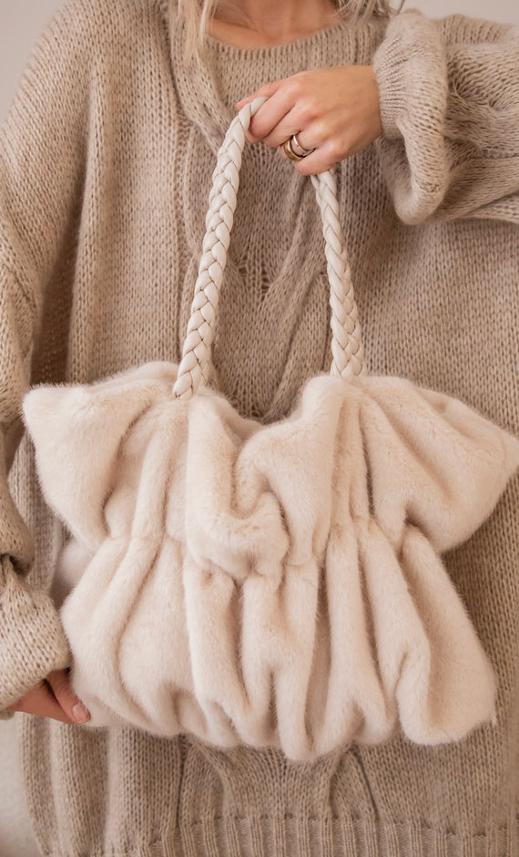 Handtasche - Fur Frown - Beige