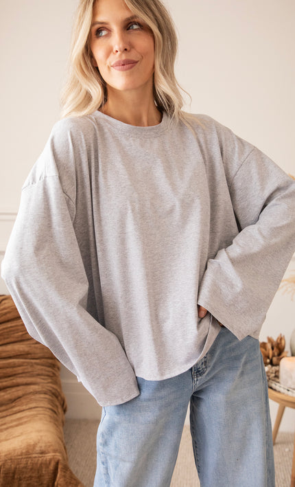 Langarmshirt - Sadie Basic - Grau
