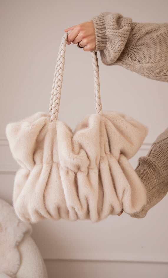Handtasche - Fur Frown - Beige