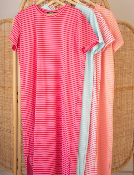 Sadie Stripe Baby Pink/Orange - Maxi Dress