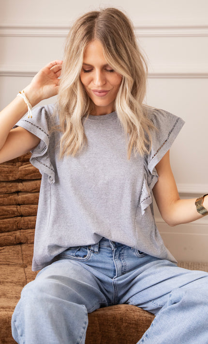 T-Shirt - Beau Ruches - Grau
