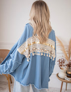 Jacke - Boho Back - Taubenblau