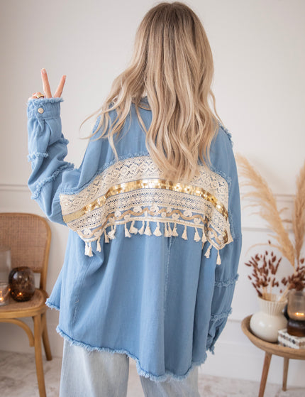 Jacke - Boho Back - Taubenblau