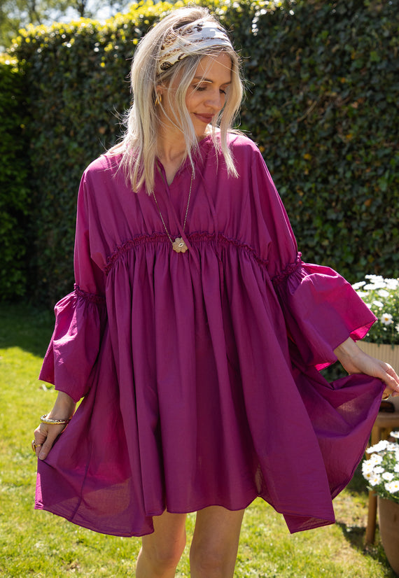 Feline Pleated Plum - Dress