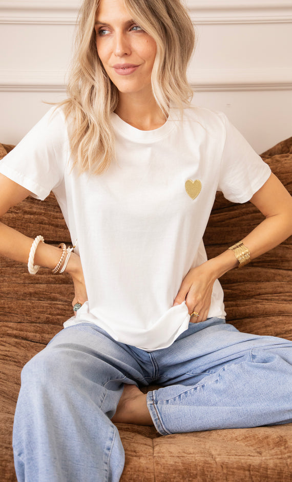 Beating Heart White/Gold - T-Shirt