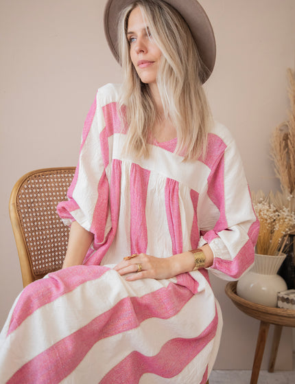 Maud Striped Fuchsia - Maxi Jurk