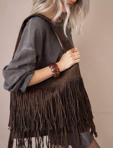 Farah Fringe Dark Brown - Handtas