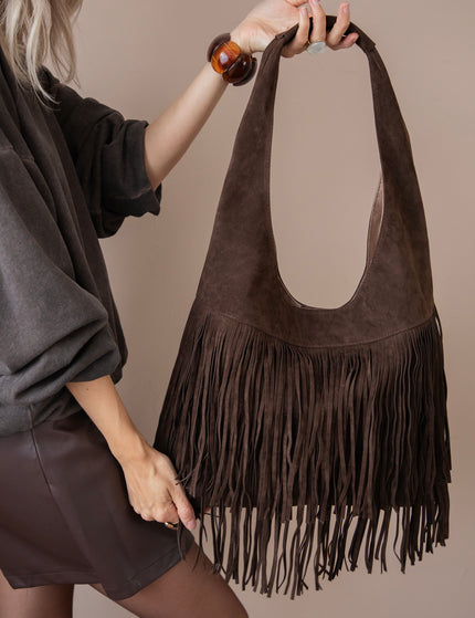 Farah Fringe Dark Brown - Handtas