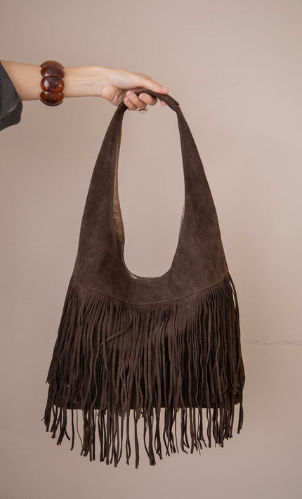 Farah Fringe Dark Brown - Handtas