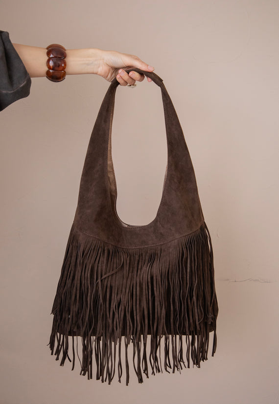 Farah Fringe Dark Brown - Handtas
