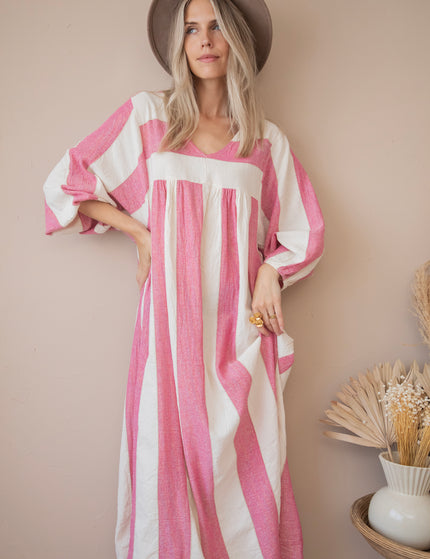 Maud Striped Fuchsia - Maxi Jurk