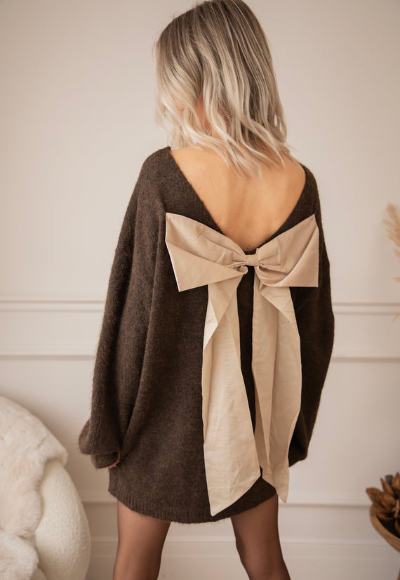 Glow With A Bow Choco - Trui/Sweater Dress