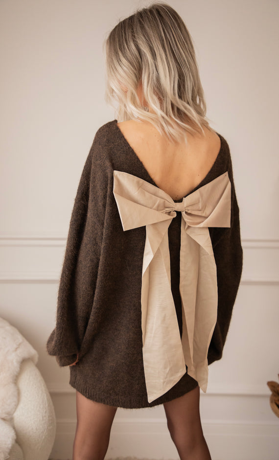 Glow With A Bow Choco - Trui/Sweater Dress