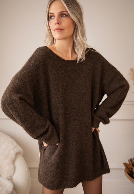Glow With A Bow Choco - Trui/Sweater Dress