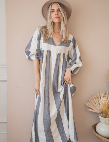 Striped Suky Dark Grey - Maxi Dress 