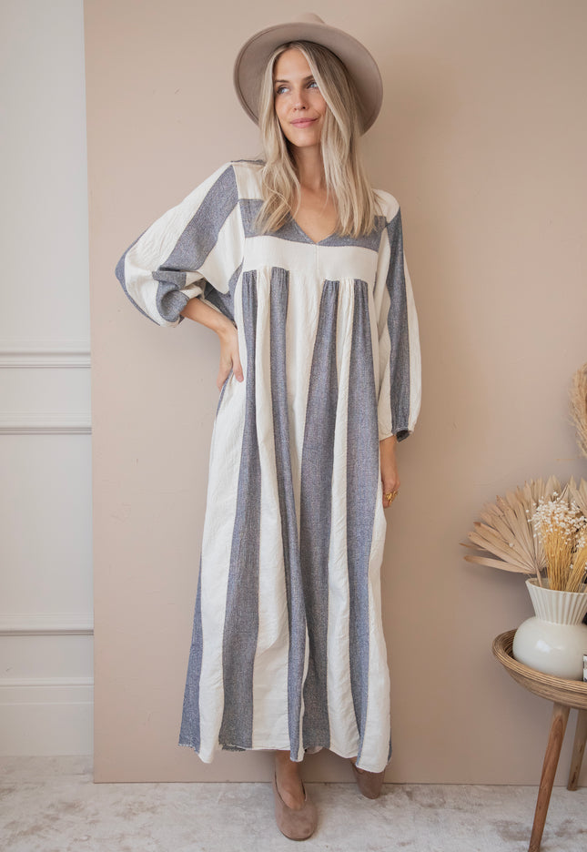 Striped Suky Dark Grey - Maxi Dress 