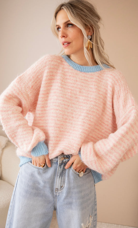 Stripes of Joy Baby Pink - Trui