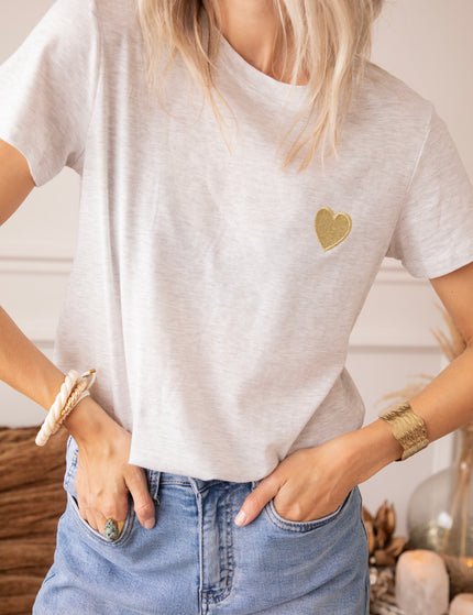 T-Shirt - Beating Heart - Grau/Gold