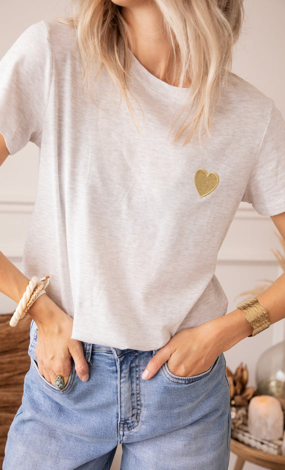 Beating Heart Grey/Gold - T-Shirt