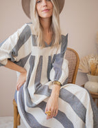 Striped Suky Dark Grey - Maxi Dress 