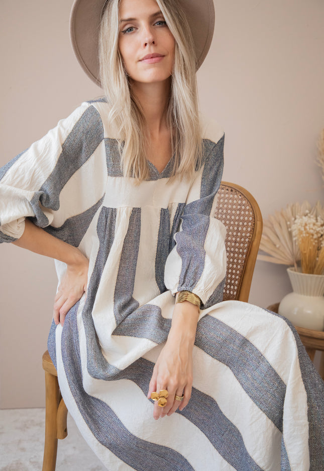 Striped Suky Dark Grey - Maxi Dress 