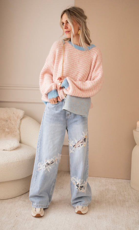 Stripes of Joy Baby Pink - Trui