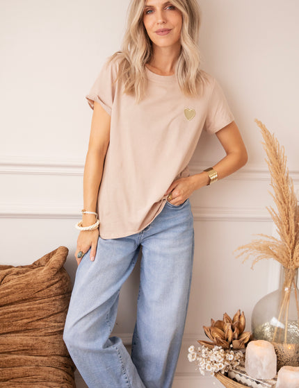 Beating Heart Taupe/Gold - T-Shirt