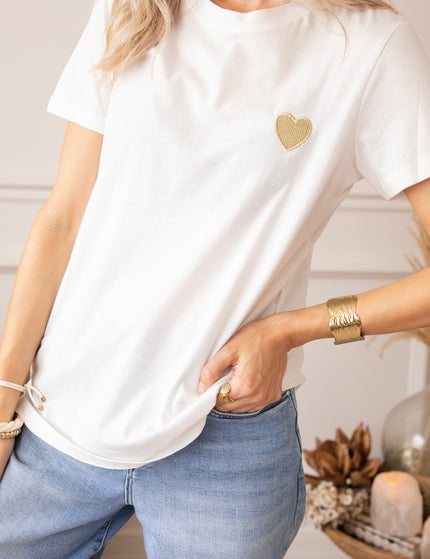T-Shirt - Beating Heart - Weiß/Gold