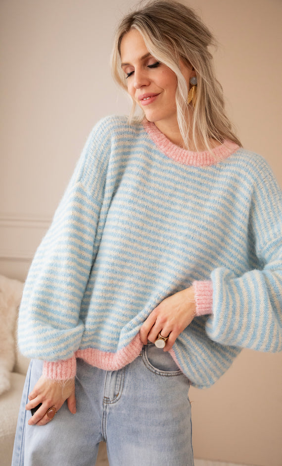 Stripes of Joy Baby Blue - Trui