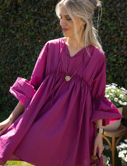 Feline Pleated Plum - Dress