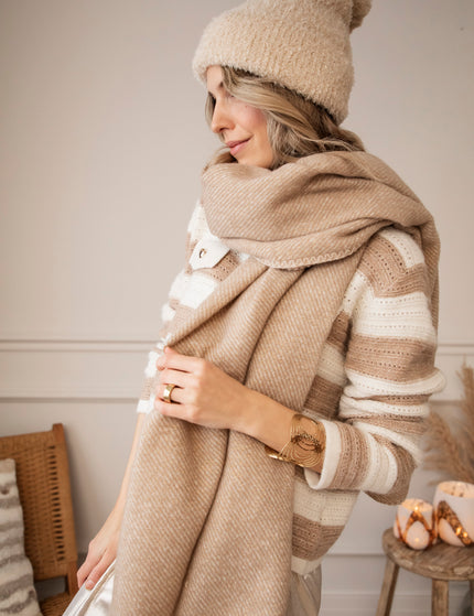 Strickjacke - Lovely Stripes - Taupe/Beige