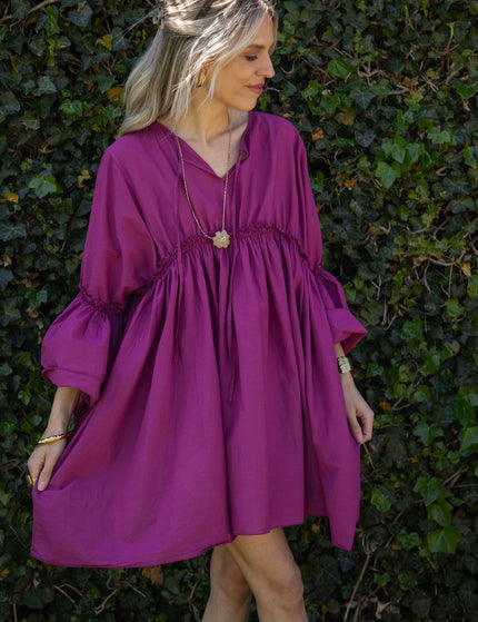 Feline Pleated Plum - Dress