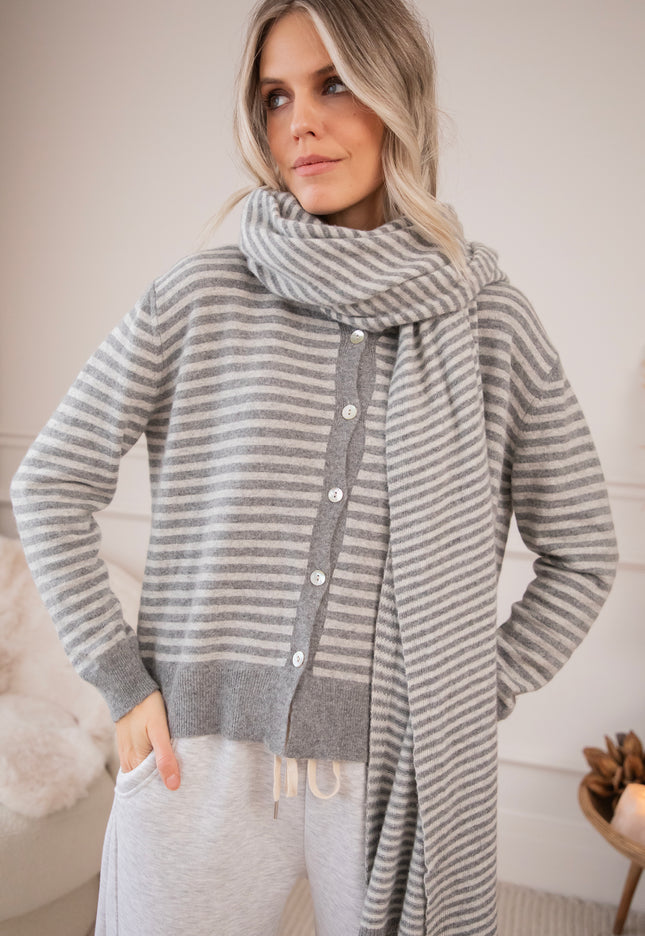 Schal - Woolly Stripes - Grau