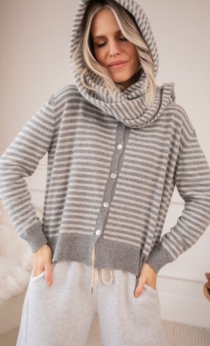 Strickjacke - Woolly Stripes - Grau