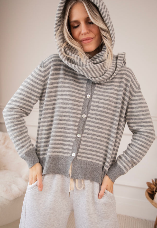 Strickjacke - Woolly Stripes - Grau