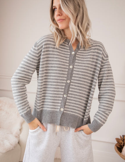 Strickjacke - Woolly Stripes - Grau
