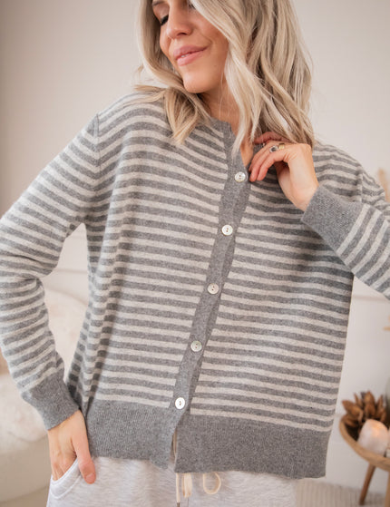 Strickjacke - Woolly Stripes - Grau
