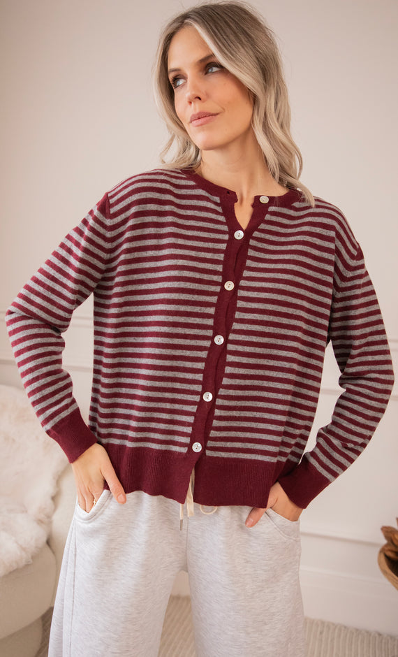Woolly Stripes Bordeaux - Cardigan