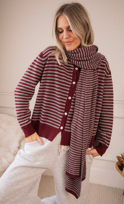 Woolly Stripes Bordeaux - Sjaal