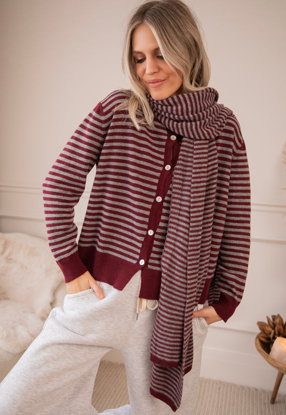 Schal - Woolly Stripes - Bordeaux