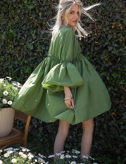Feline Pleated Green - Dress