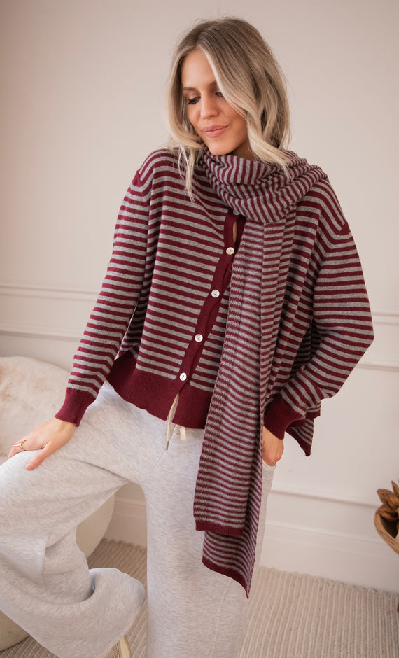 Woolly Stripes Bordeaux - Cardigan